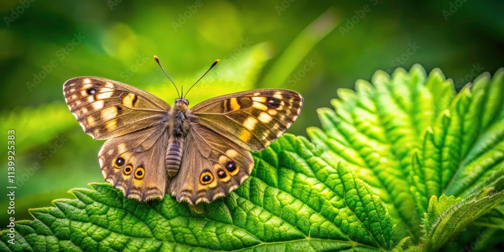 Speckled Wood Butterfly Resting on Nettle Leaf in a Serene Natural Setting - Captivating Architectural Photography of Nature’s Beauty Speckled Wood Butterfly Resting on Nettle Leaf in a Serene Natural Setting - Captivating Architectural Photography of Nature’s Beauty