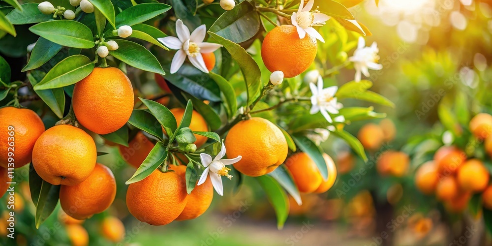 Orange tree with ripe fruits and blooming orange blossoms , orange, tree, fruits, ripe, blooming, blossom, orange tree, citrus Orange tree with ripe fruits and blooming orange blossoms , orange, tree, fruits, ripe, blooming, blossom, orange tree, citrus