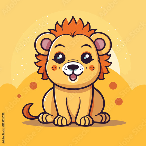 Lion cute vector illustration