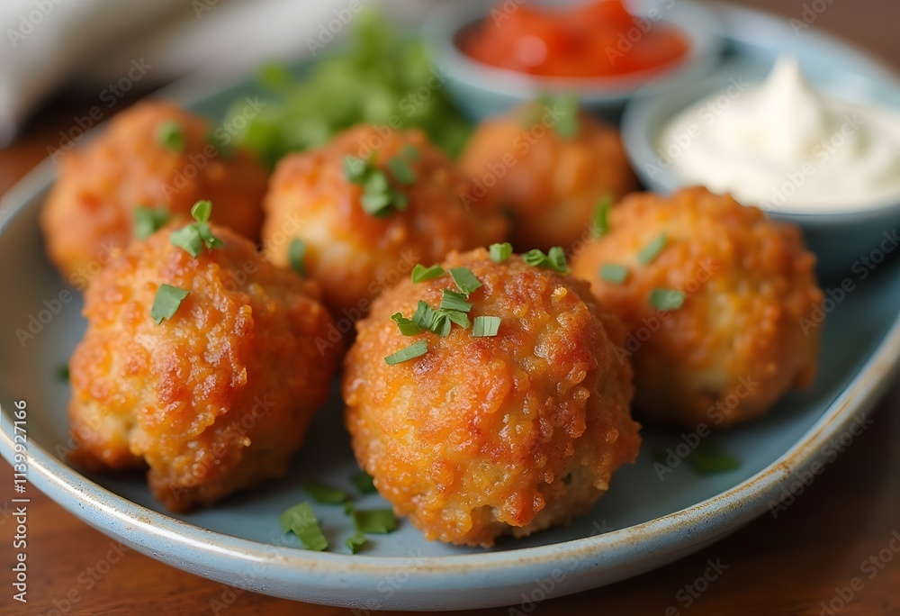 Traditional homemade hummus, falafel and chickpea served with spices on table