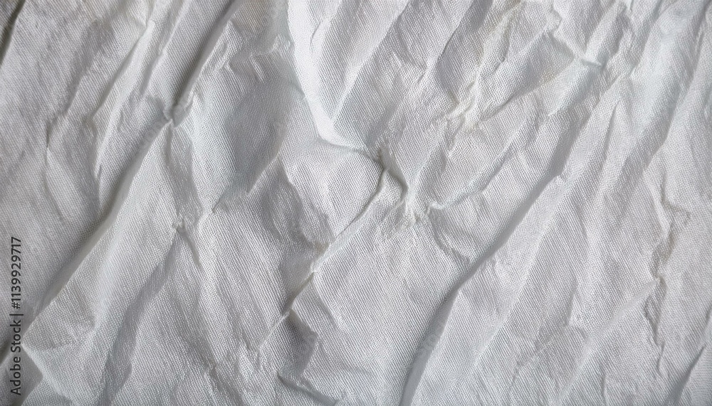 Obraz premium 薄いライトグレーの紙の表面にできた細かなしわ模様