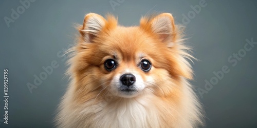 Adorable fluffy pomeranian spitz with big round eyes and floppy ears, puppy, pet, dog, cute, fluffy, small, animal, domestic