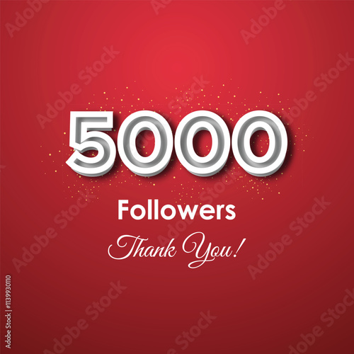 5k or 5000 Followers Milestone Celebration Design - Thank You Banner with Red Background