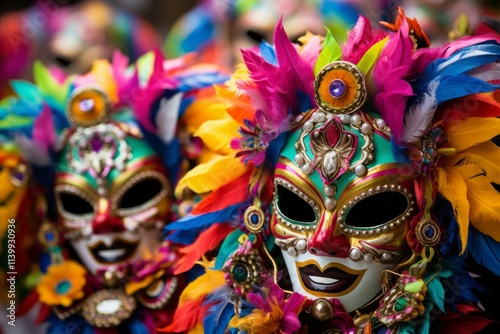 Vibrant masskara festival masks showcasing intricate artistry and cultural heritage of the philippines photo