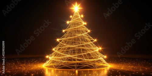 4K Christmas animation: A mesmerizing loop of a glowing wireframe tree, perfect for festive visuals. photo