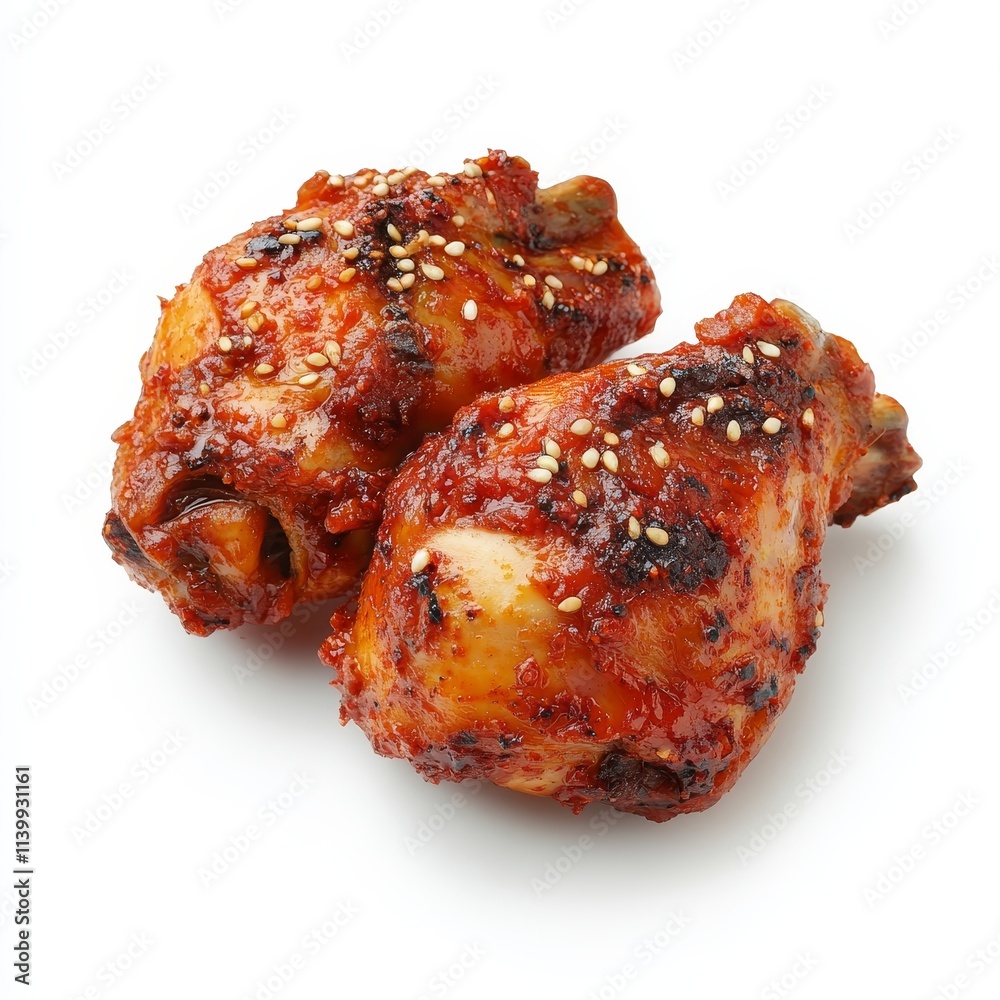 Yangnyeom Chicken isolated on white background Yangnyeom Chicken isolated on white background