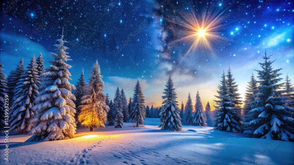 Winter Wonderland: Serene Night Landscape with Falling Snowflakes, Christmas Spirit, and Tranquil Vibes for Festive Backgrounds and Holiday Greetings Winter Wonderland: Serene Night Landscape with Falling Snowflakes, Christmas Spirit, and Tranquil Vibes for Festive Backgrounds and Holiday Greetings