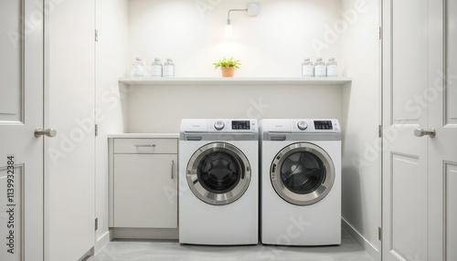 Wallpaper Mural Scandinavian Style - Interior Design Laundry Room With Scandinavian Concept - Hotel Laundry Room - Apartment Laundry Room Interior With Washing Machine - Interior Design Torontodigital.ca