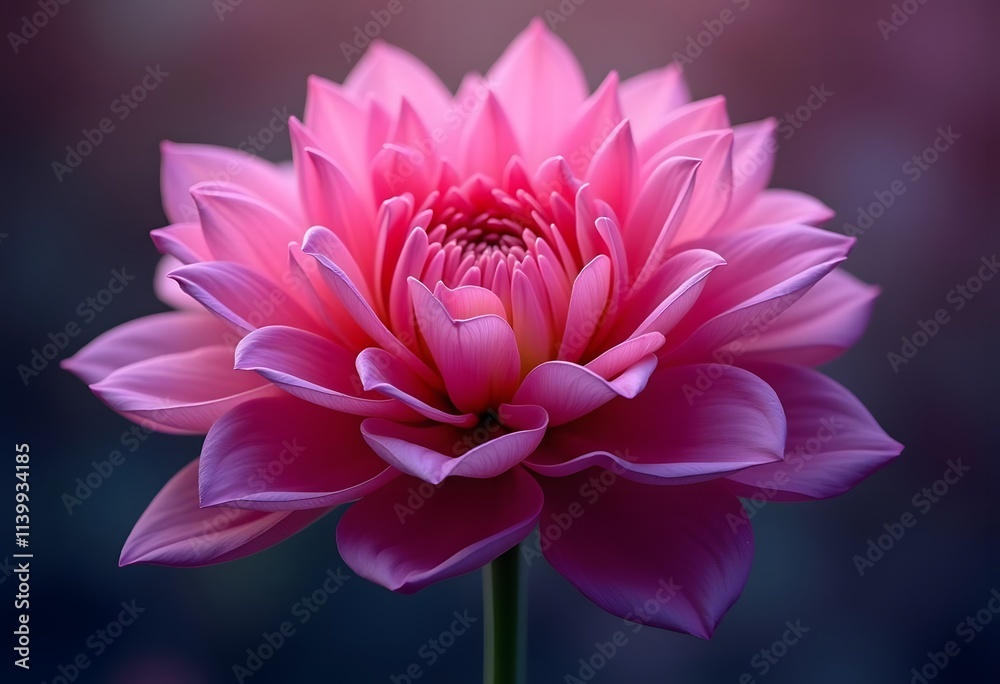 Obraz premium Closeup of a beautiful pink dahlia flower on dark background 