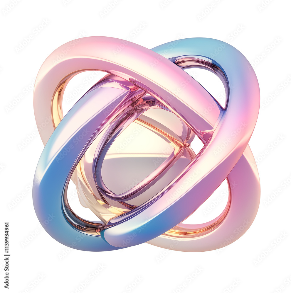 futuristic 3D metallic abstract shape with pastel gradient colors, featuring intertwined loops and glossy finish, isolated on transparency background futuristic 3D metallic abstract shape with pastel gradient colors, featuring intertwined loops and glossy finish, isolated on transparency background