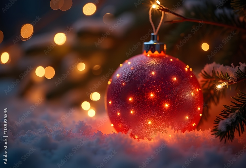 Red christmas ball with bokeh in the background. ball of gold thread
Red christmas ball with bokeh in the background. ball of gold thread