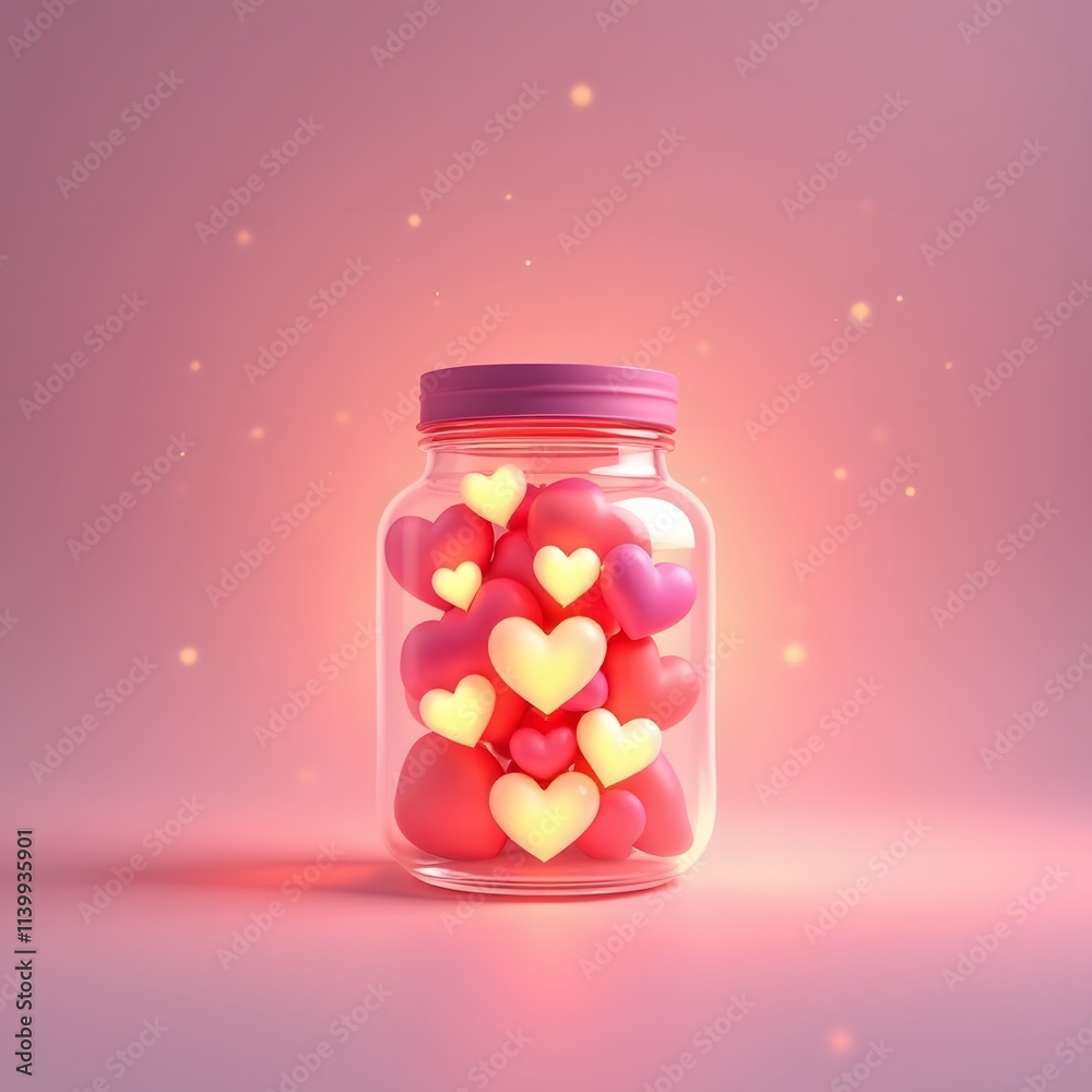 Glowing Hearts in Jar Love Romance Valentine s Day Glowing Hearts in Jar Love Romance Valentine s Day