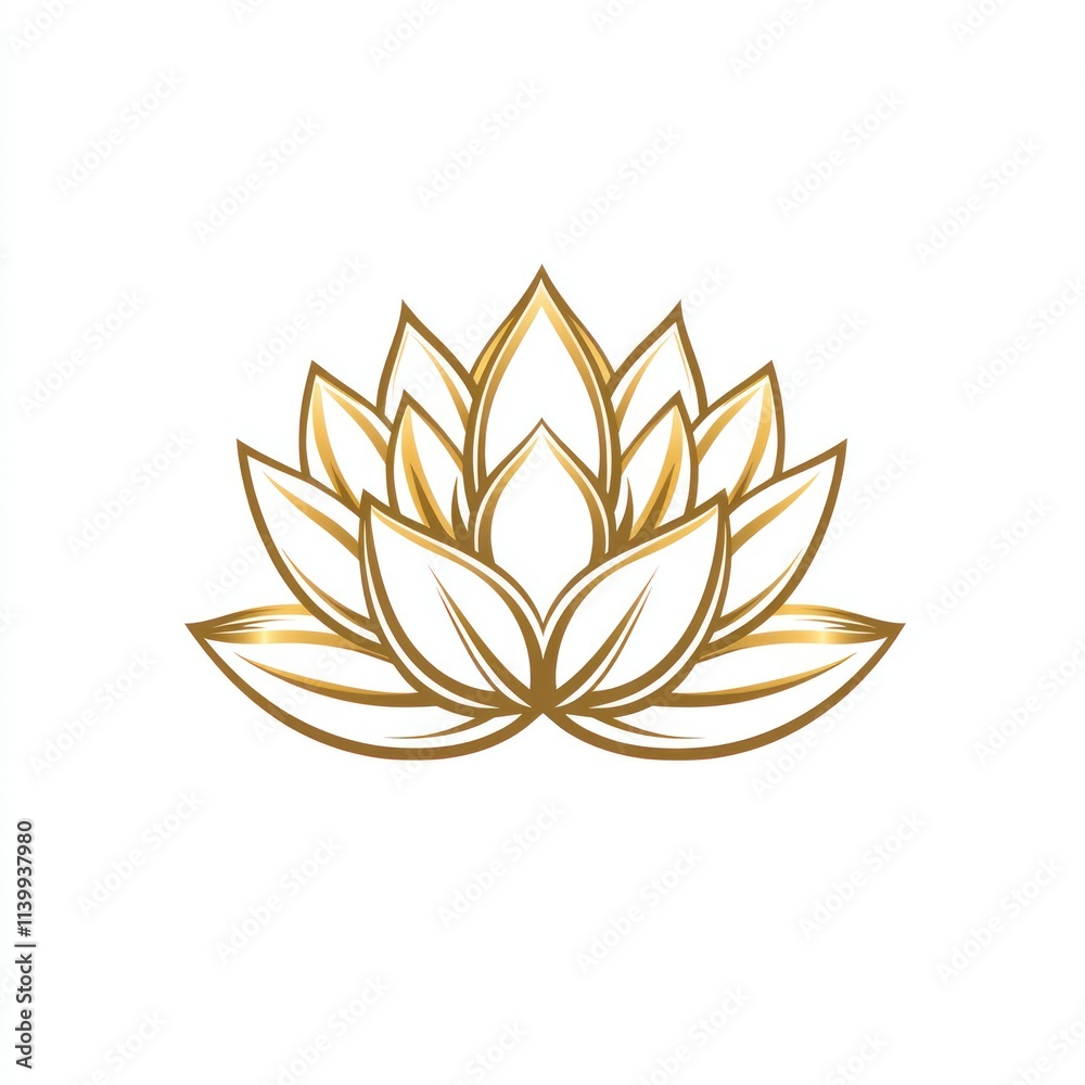 Fototapeta premium Elegant gold and white lotus flower illustration.