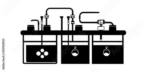 Person mixing saltwater solution for tank maintenance in a separate container, Illustration
