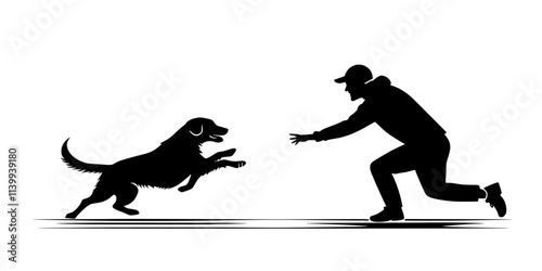 Individual practicing sharp turns with a dog during a fast-paced agility run, Illustration