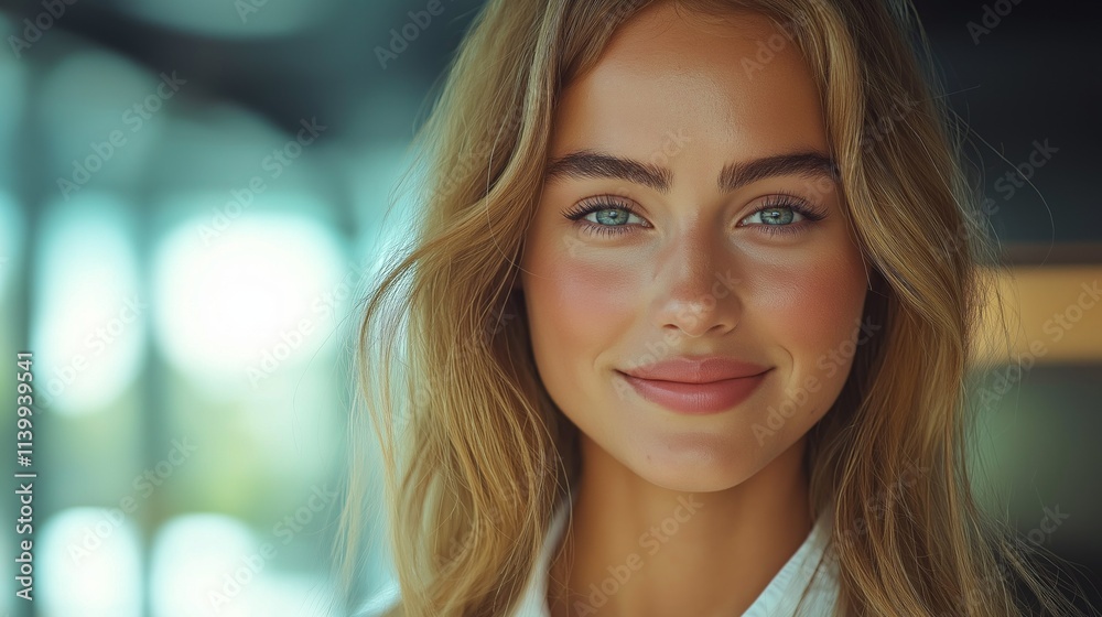 A woman with blonde hair and blue eyes A woman with blonde hair and blue eyes