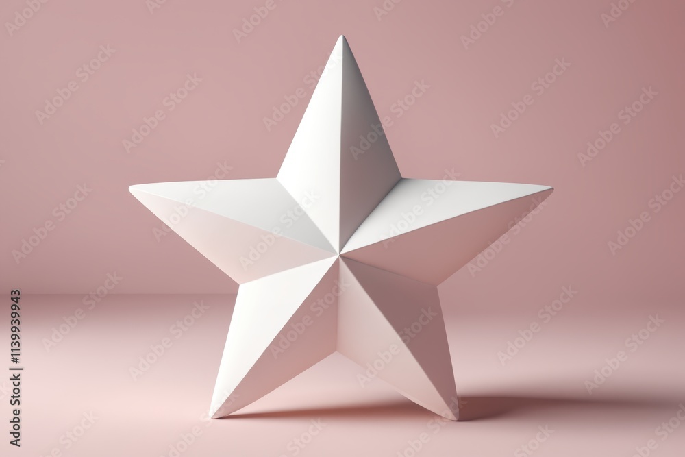 Obraz premium White star object on pink surface