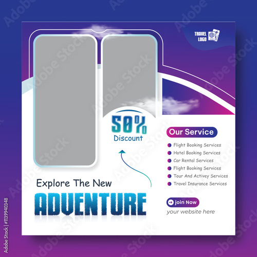 Travel and tourism Instagram post or social media post template
