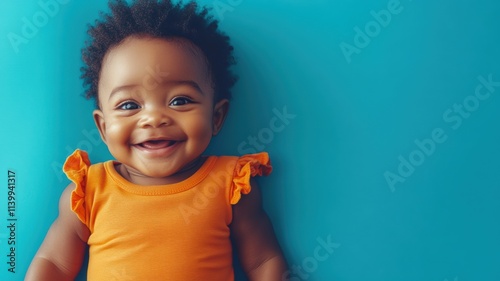 Happy African baby in a bri...