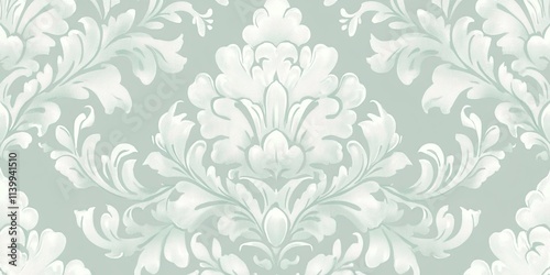 a beautiful light gray and green damask pattern, elegant and luxurious