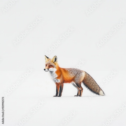 Playful fox strolling in minimalist setting wildlife photography natural environment close-up view animal behavior photo