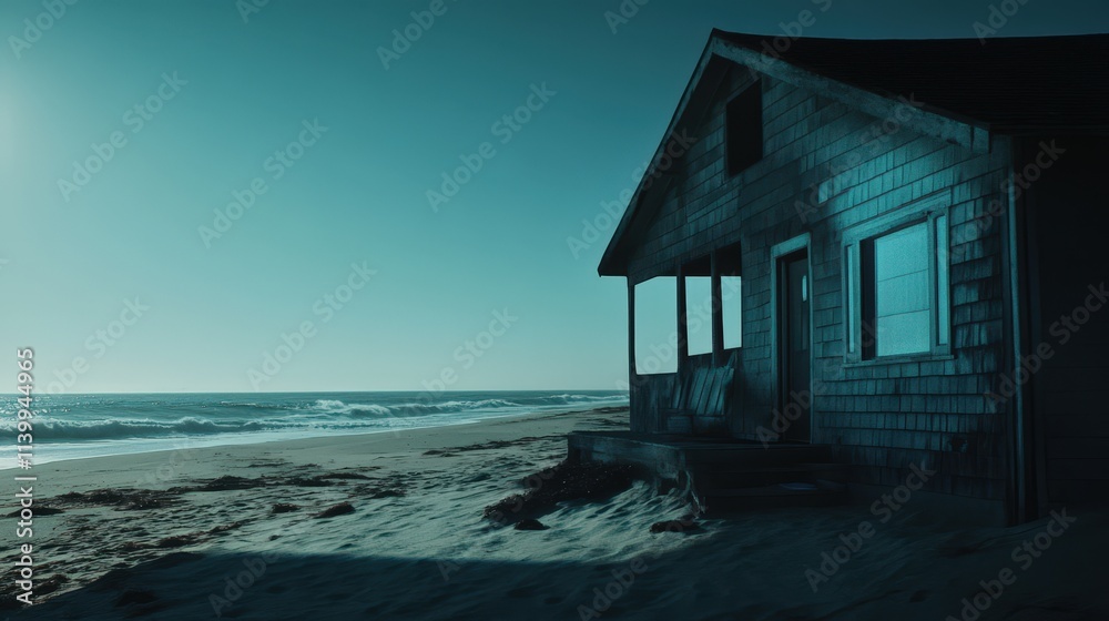 Desolate Beach House Underneath a Twilight Sky Desolate Beach House Underneath a Twilight Sky