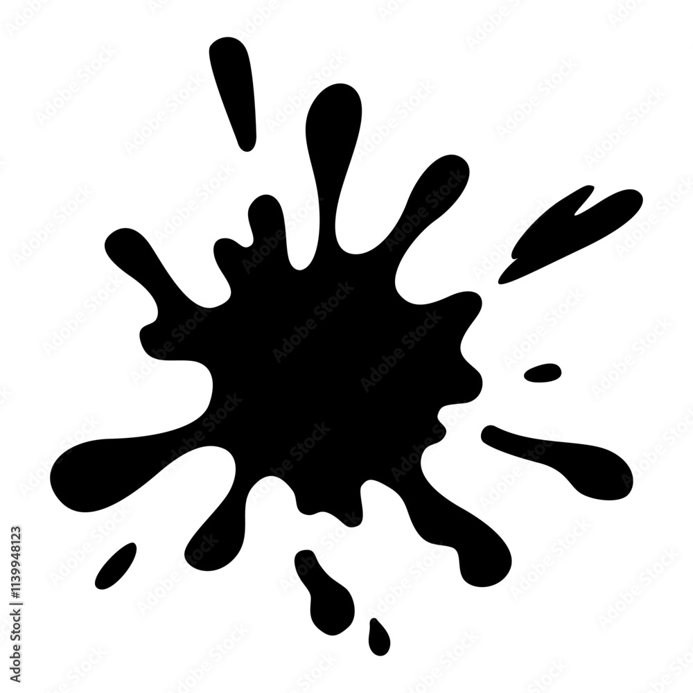 Paint blot. Creative isolated paint brush stroke or spot. Ink smudge abstract shape stain texture. Grunge design element Paint blot. Creative isolated paint brush stroke or spot. Ink smudge abstract shape stain texture. Grunge design element