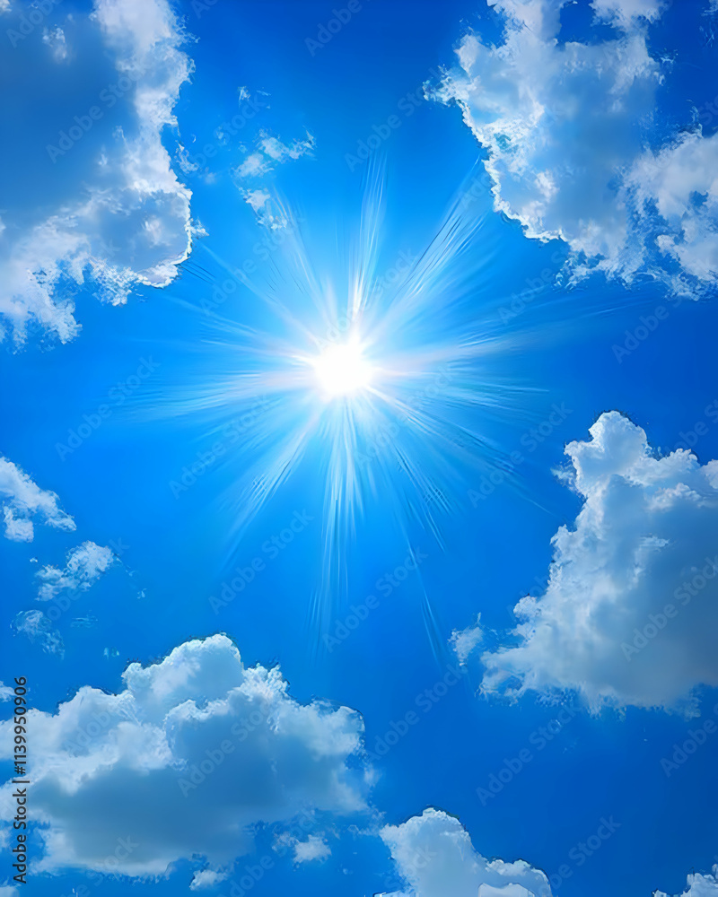 Sunbeams Burst Through Clouds in Vivid Sky Sunbeams Burst Through Clouds in Vivid Sky