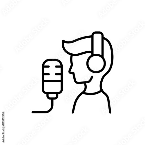 Dubbing outline icons, minimalist vector illustration ,simple transparent graphic element .Isolated on white background