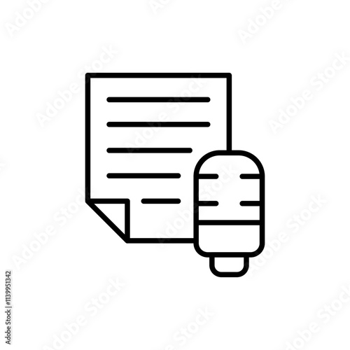 Dubbing script outline icons, minimalist vector illustration ,simple transparent graphic element .Isolated on white background