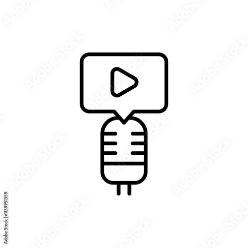 Dubbing video outline icons, minimalist vector illustration ,simple transparent graphic element .Isolated on white background