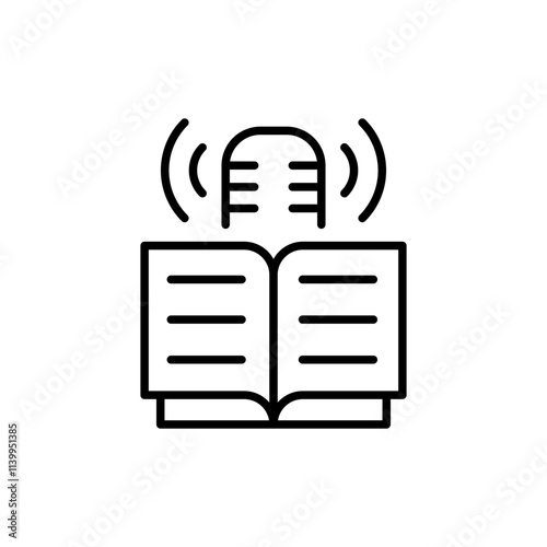 Dubbing book outline icons, minimalist vector illustration ,simple transparent graphic element .Isolated on white background