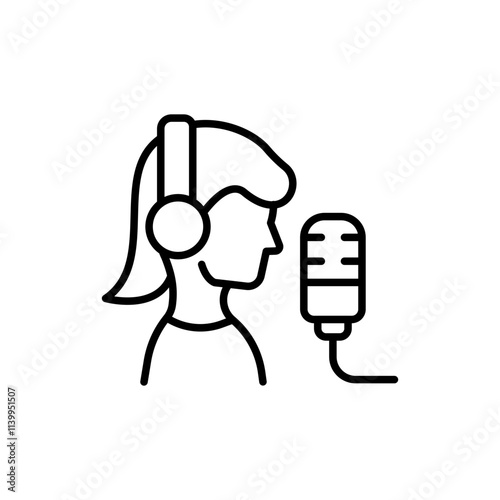 Dubbing outline icons, minimalist vector illustration ,simple transparent graphic element .Isolated on white background