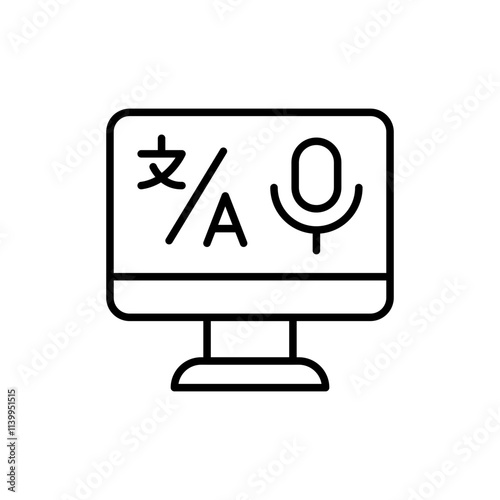 Dubbing translation outline icons, minimalist vector illustration ,simple transparent graphic element .Isolated on white background