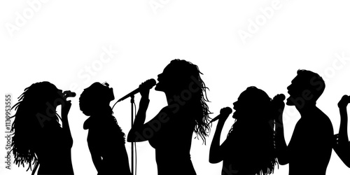 Group of singers participating in a vocal techniques workshop, Vector Graphic