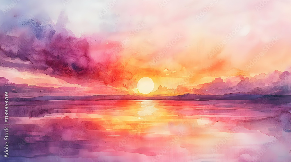 Sunset's Fiery Hues Paint Calm Ocean Sunset's Fiery Hues Paint Calm Ocean
