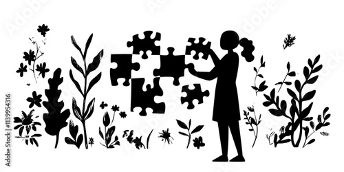 A person adjusting game elements to solve a challenging puzzle and advance in the game, Vector Graphic