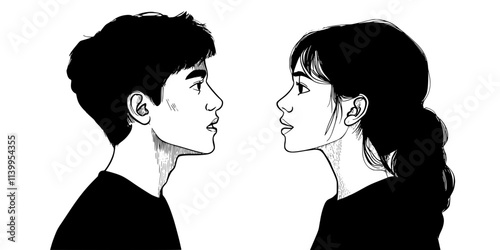 A person asking for corrections from a language partner during an exchange session, Vector Graphic
