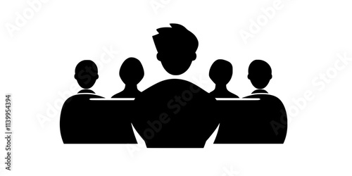 A person attending a language immersion class with a group of people, Vector Graphic