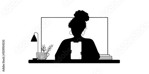 A person completing sentence formation tasks on a language app, Vector Graphic