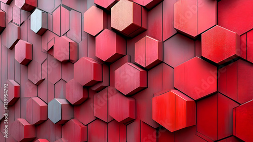 Red Hexagon 3D Abstract Background