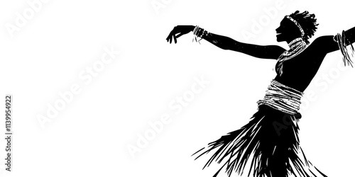 Person participating in traditional dance during a language festival event, energetic atmosphere, Vector Graphic