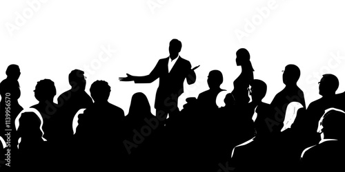 Workshop setting where participants learn the basics of improv acting, Vector Graphic