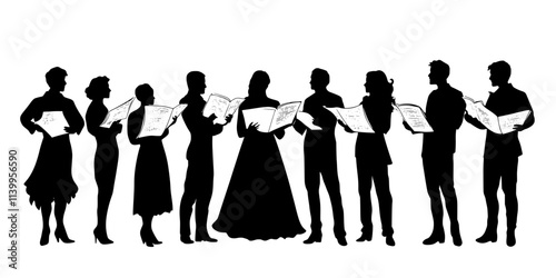 Actors delivering powerful lines from a Shakespeare play in a dramatic reading, Vector Graphic