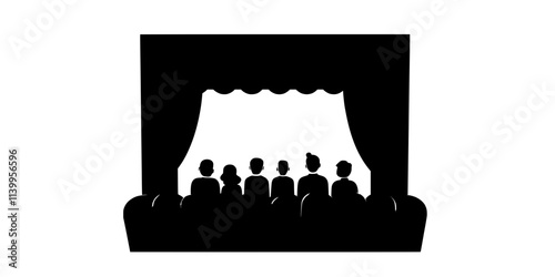 Actors creating unique characters during an improv game in a theater, Vector Graphic