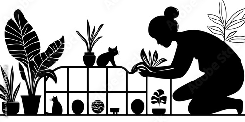 An individual rearranging tunnels inside a small mammal’s cage, promoting exploration and activity, Vector Graphic