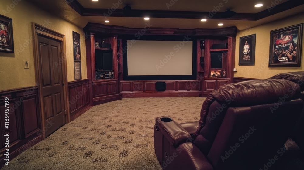 Luxurious Home Theater Room Design With Recliner