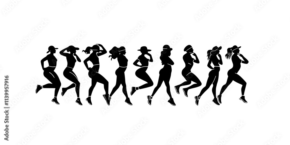 Dancers creating a formation while performing a hip hop routine in a competition, Vector Graphic Dancers creating a formation while performing a hip hop routine in a competition, Vector Graphic