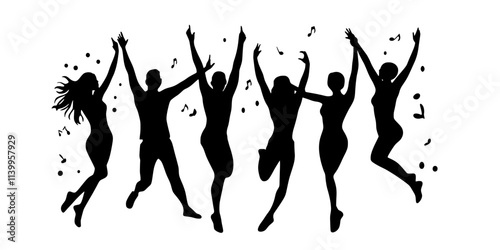 Dancers celebrating their performance success after a local hip hop event, Vector Graphic