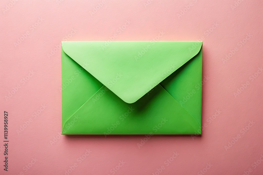 High-detail product shot: a green paper envelope on pink, perfect for showcasing your stationery design. High-detail product shot: a green paper envelope on pink, perfect for showcasing your stationery design.
